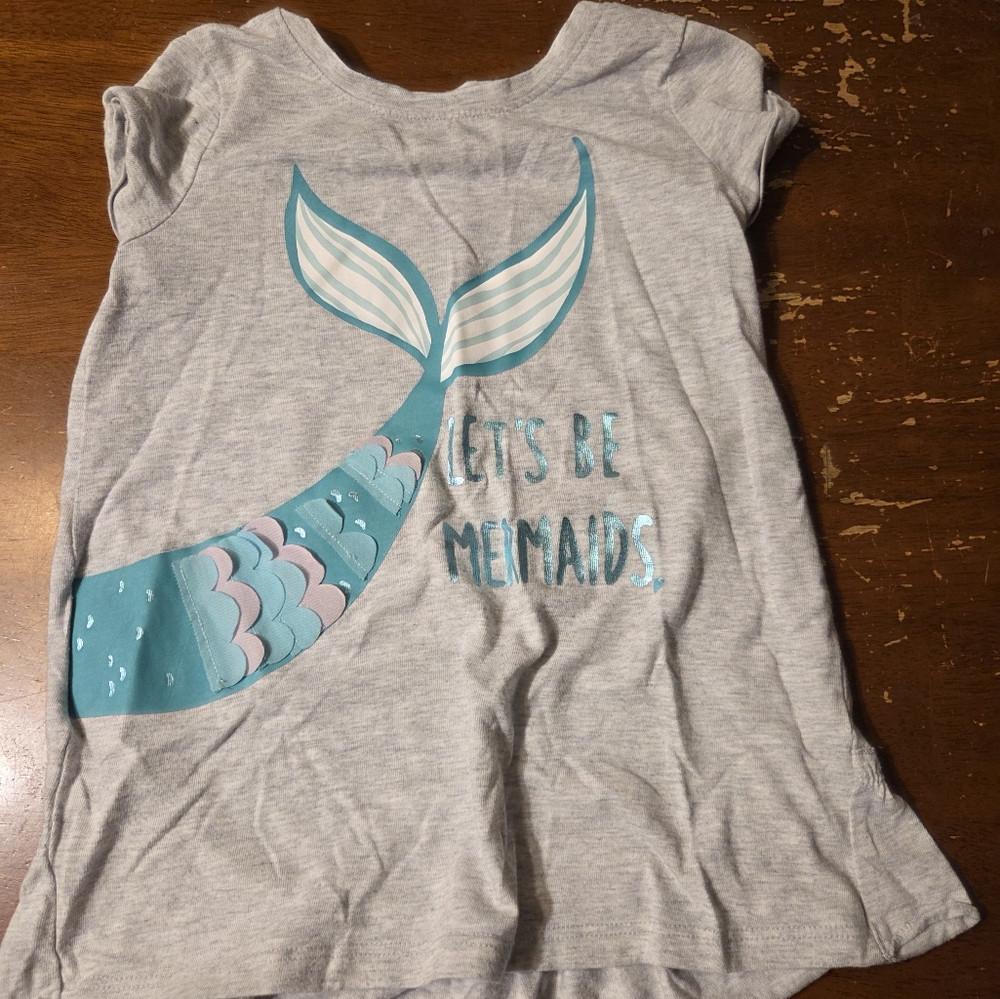 Jumping Beans Light Gray Tee with Aqua Mermaid Design